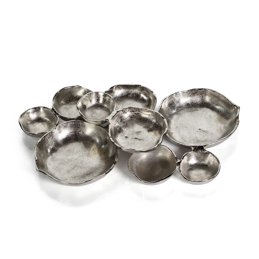 Cluster of Nine Nickel Serving Bowls by Zodax