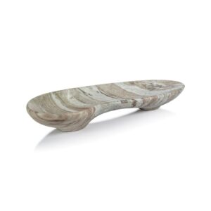 Arabescato Large Organic Shape Marble Bowl 28.75" x 11" by Zodax