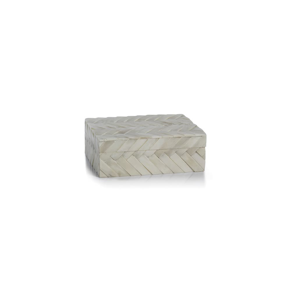 White Bone Braided Boxes in 3 Sizes by Zodax - Image 2