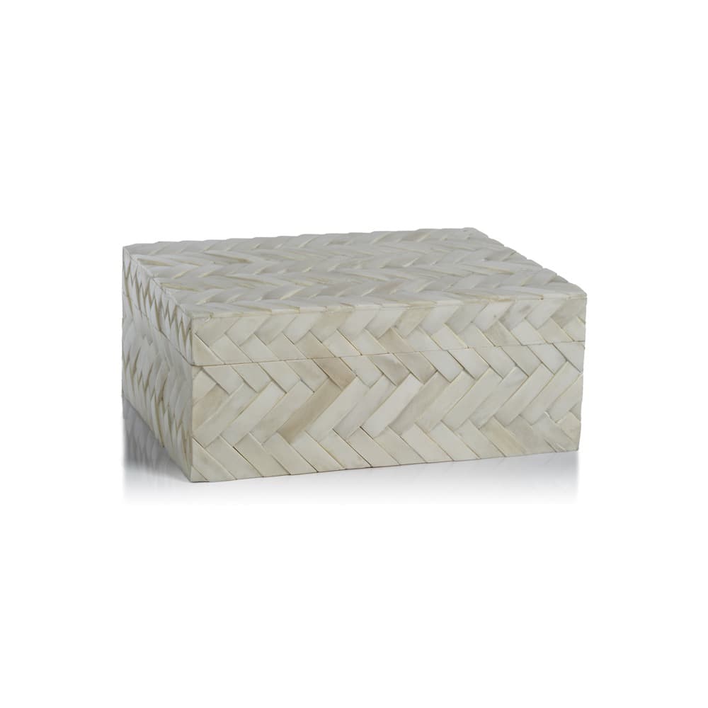 White Bone Braided Boxes in 3 Sizes by Zodax