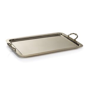 Manetta Polished Gold Steel and Brass Tray in 3 Sizes by Zodax