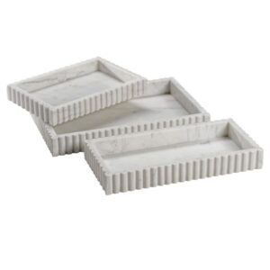 Camogli Scalloped White Marble Trays in 3 Sizes by Zodax