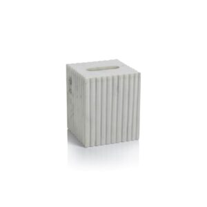 Camogli Fluted White Marble Tissue Box by Zodax