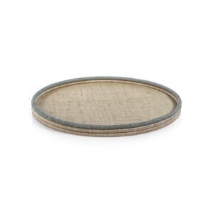 La Cote Coiled Rattan & Abaca Round Serving Tray by Zodax