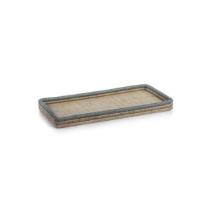 La Cote Coiled Rattan & Abaca Rectangular Serving Tray by Zodax