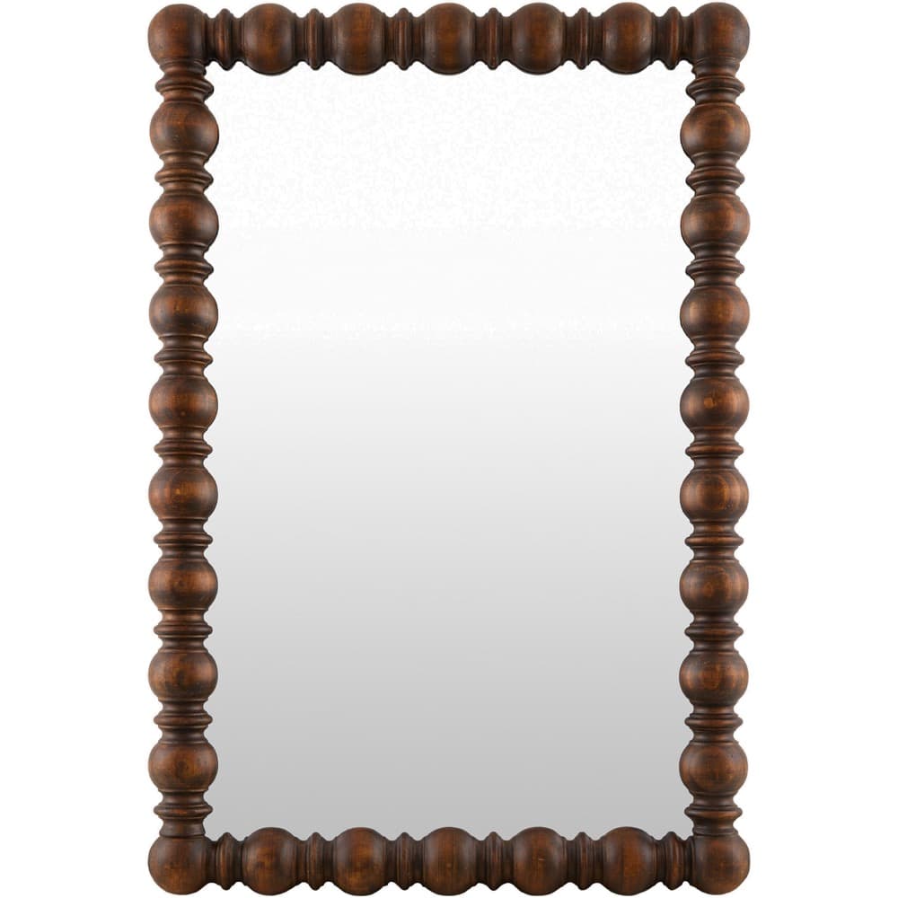 Brennan Pine Accent Mirror in Dark Brown by Livabliss
