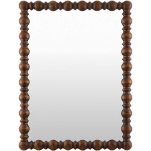 Brennan Pine Accent Mirror in Dark Brown by Livabliss