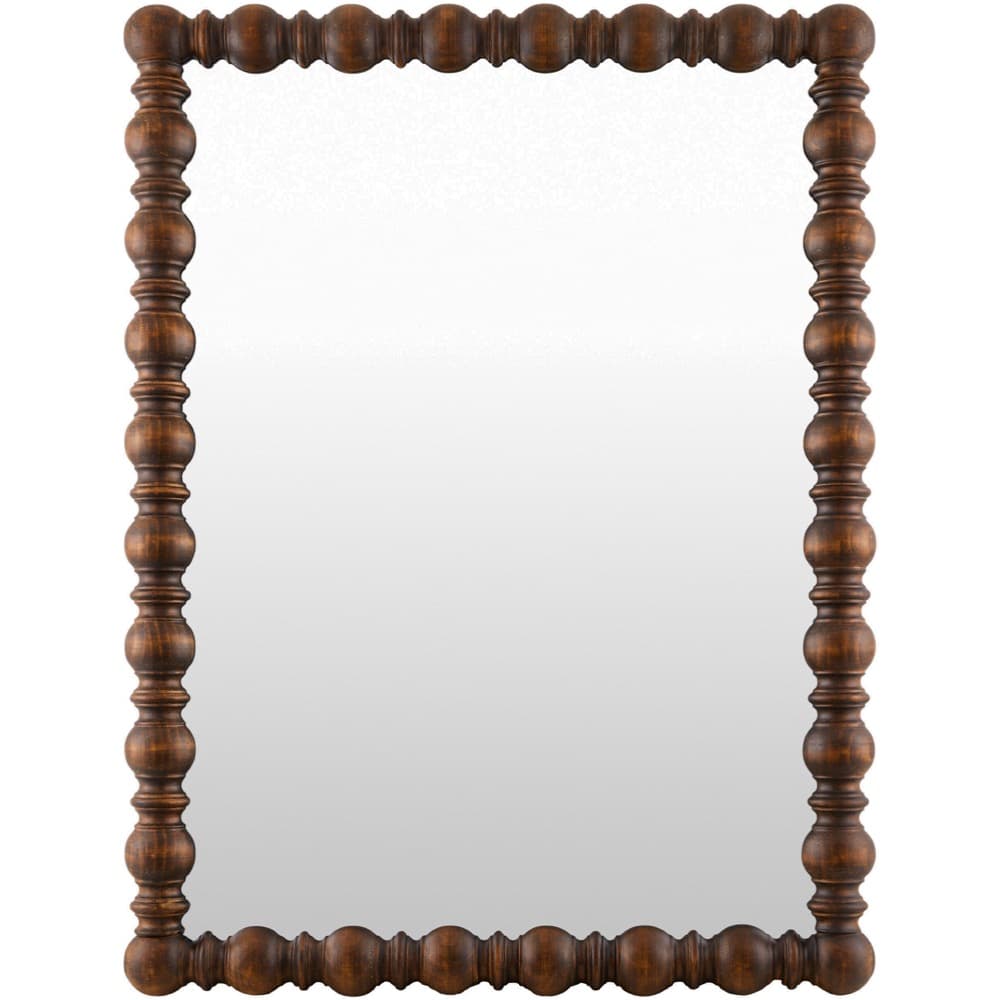 Brennan Pine Accent Mirror in Dark Brown by Livabliss