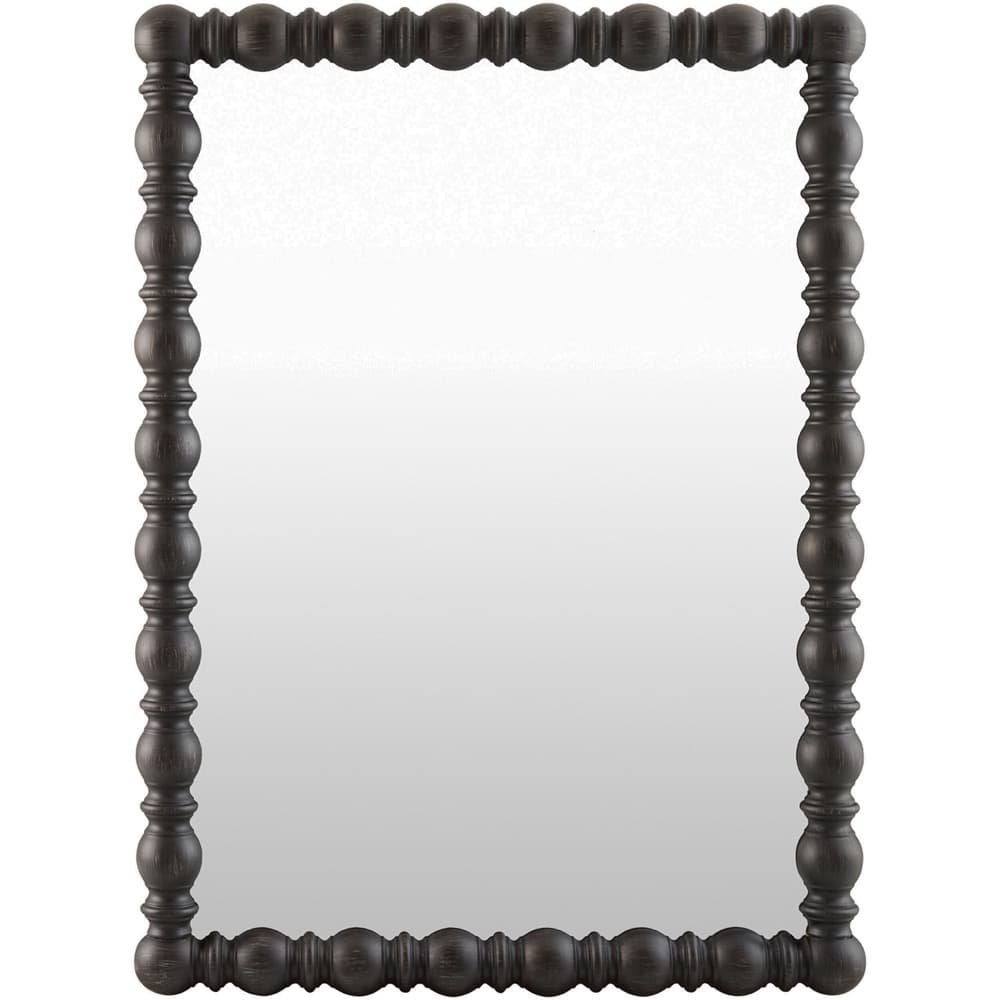 Brennan Pine Accent Mirror in Black by Livabliss