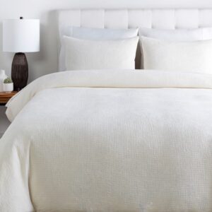 Waffle Cotton Duvet Set in White by Livabliss