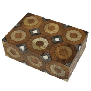 Teak and Chiseled Horn Mango Wood Box by HomArt