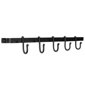 Black Forged Wall Bar with 5 Hooks by HomArt