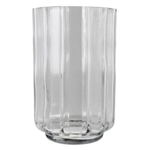 Tall Ribbed Cylinder Glass Vase by HomArt