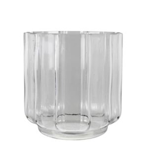Wide Ribbed Cylinder Glass Vase by HomArt