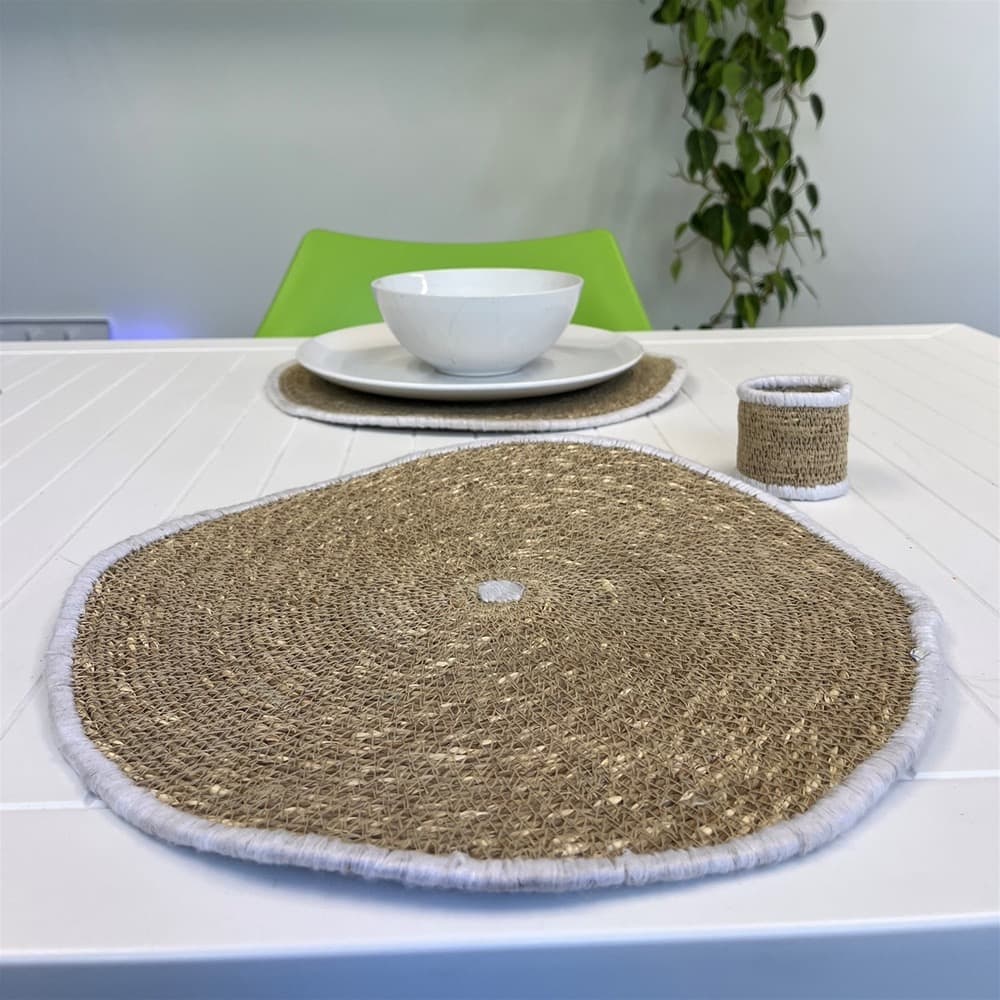 Natural and White Seagrass Placemats Set of 4 by BIDKhome - Image 6