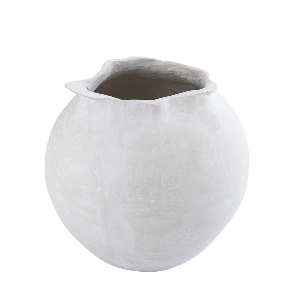Natural White Paper Mache Pot by BIDKhome - Image 2