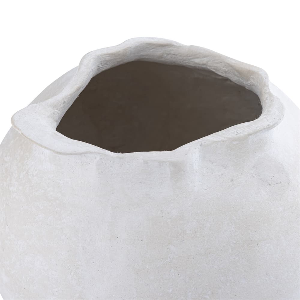 Natural White Paper Mache Pot by BIDKhome - Image 3