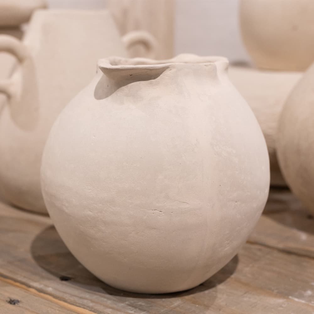 Natural White Paper Mache Pot by BIDKhome - Image 6