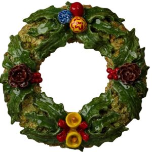 Ceramic Holly Wreath with Pinecones and Bells by Abigails