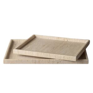 Cream Travertine Trays in 2 Sizes by BIDKhome