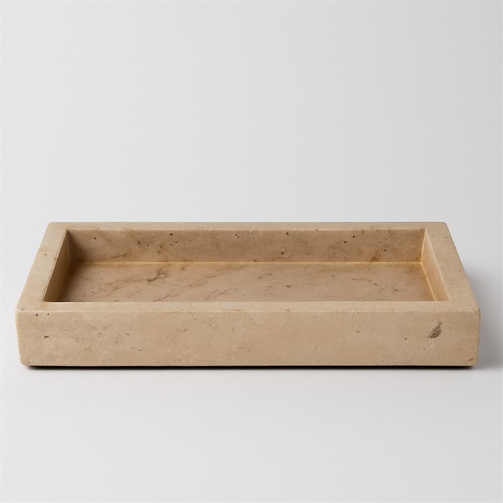 Cream Travertine Trays in 2 Sizes by BIDKhome - Image 5