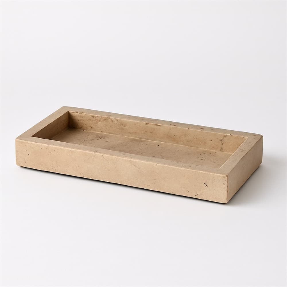 Cream Travertine Trays in 2 Sizes by BIDKhome - Image 7