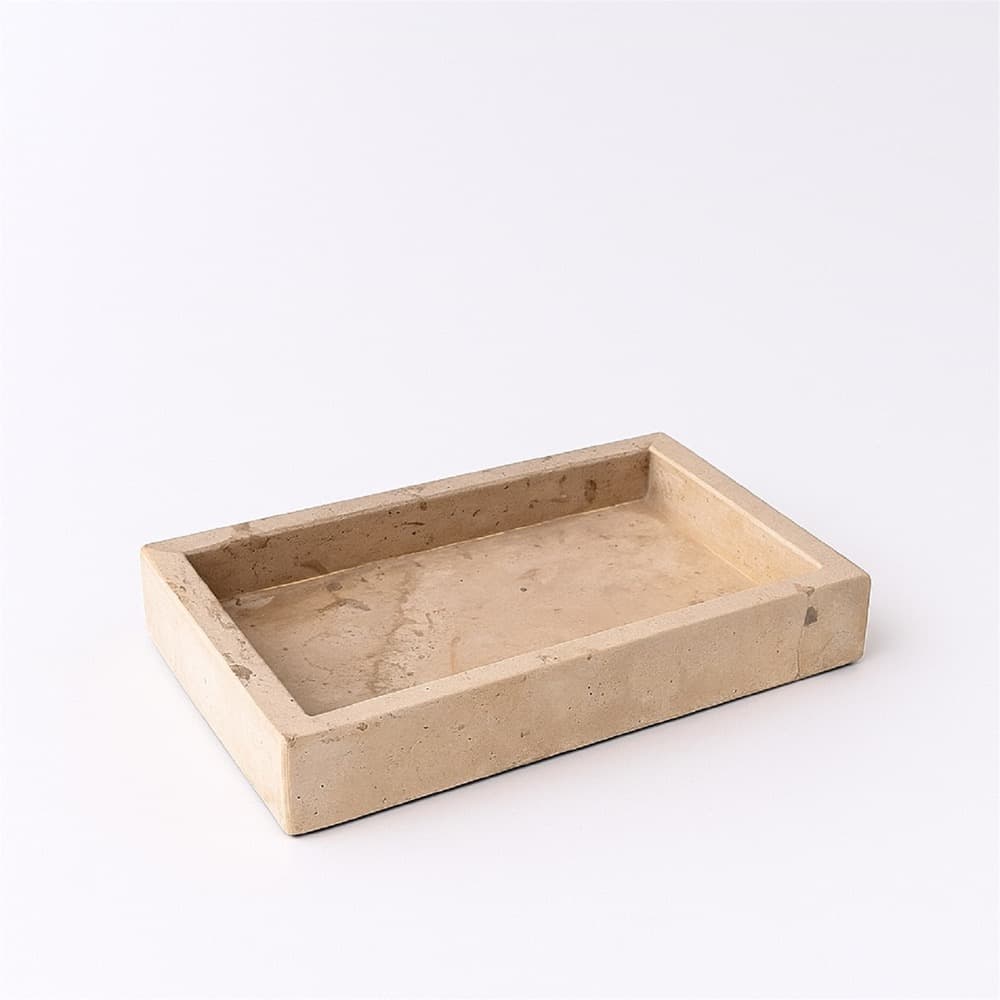 Cream Travertine Trays in 2 Sizes by BIDKhome - Image 8