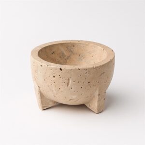Small Cream Travertine Bowl by BIDKhome