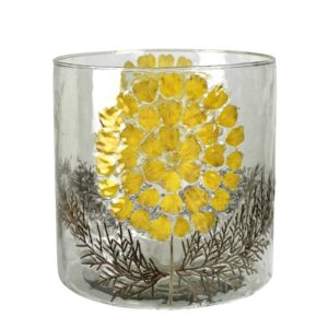 Yellow Marigold Enamel Hurricane by HomArt