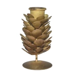 Gold Crackle Candle Holders in 2 Sizes by BIDKhome