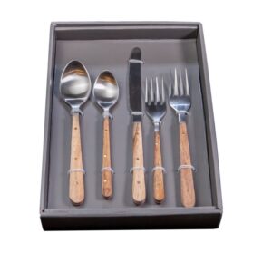 Flatware with Wood Handles 5-Piece Place Setting in Giftbox by BIDKhome