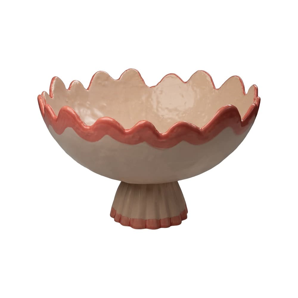 Rickrack Pink and Red Footed Bowl by Abigails