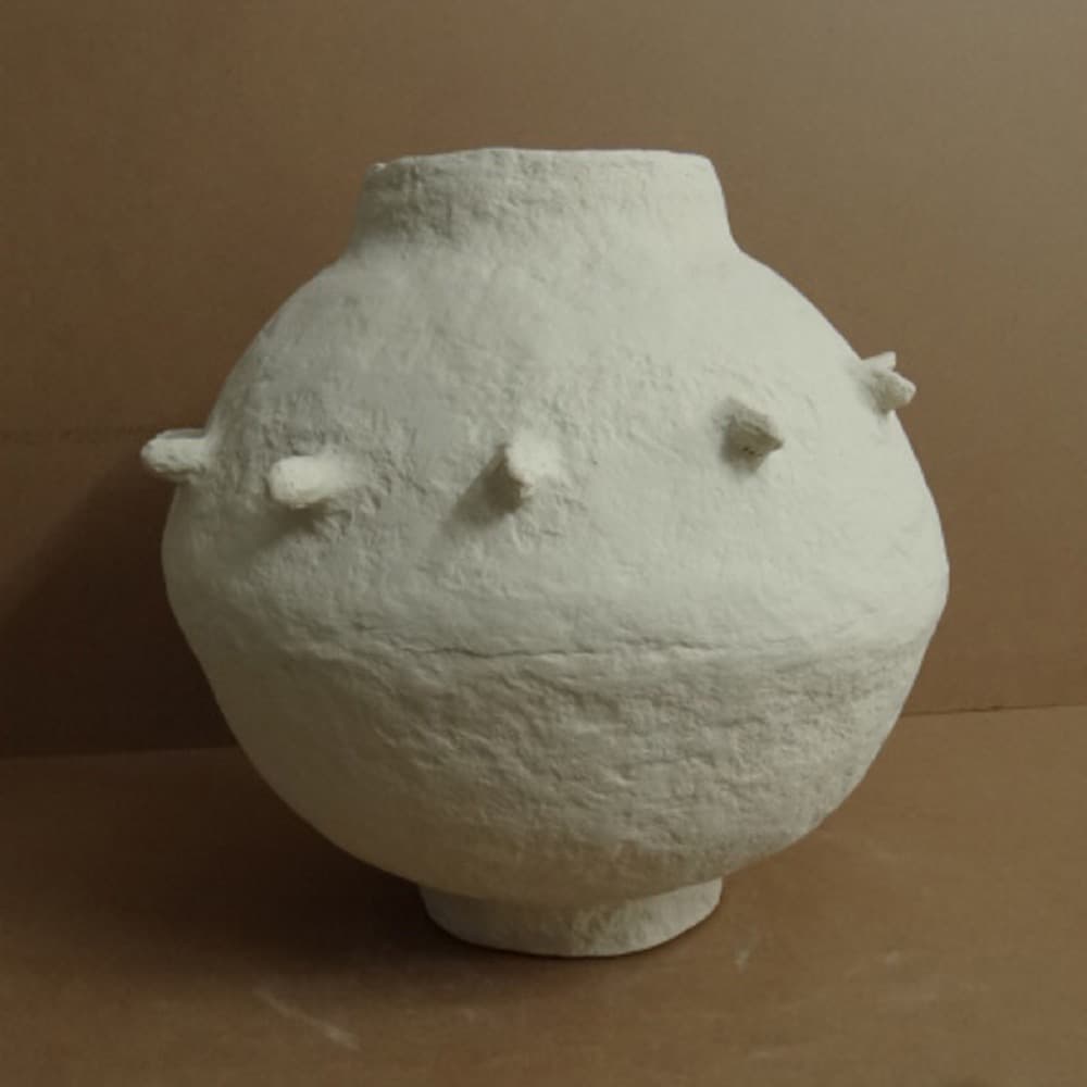 Off-White Paper Mache Vase by BIDKhome - Image 5