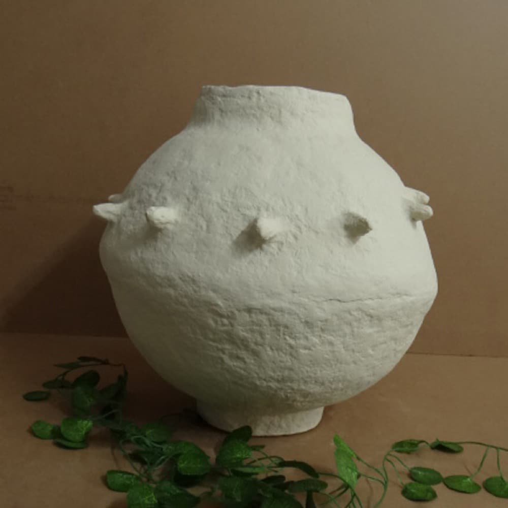 Off-White Paper Mache Vase by BIDKhome - Image 10