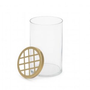 Large Glass & Brass Flower Cylinder by BIDKhome