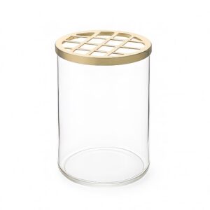 Small Glass & Brass Flower Cylinder by BIDKhome