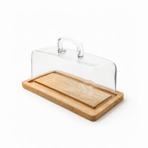 Wood Butter Dish with Glass Dome by BIDKhome