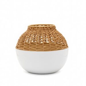 Iron & Cane Vases in 2 Sizes by BIDKhome