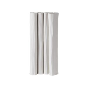 Ceramic White Vase White Dia 6" by BIDKhome