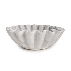 White Marble Fine Carved Lotus Bowl by BIDKhome