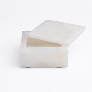 Small Alabaster Square Box with Cover by BIDKhome