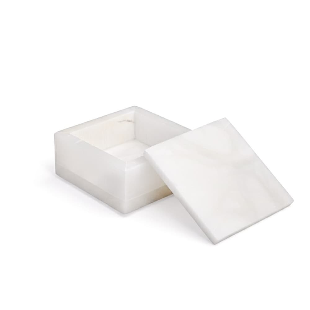 Small Alabaster Square Box with Cover by BIDKhome - Seven Colonial