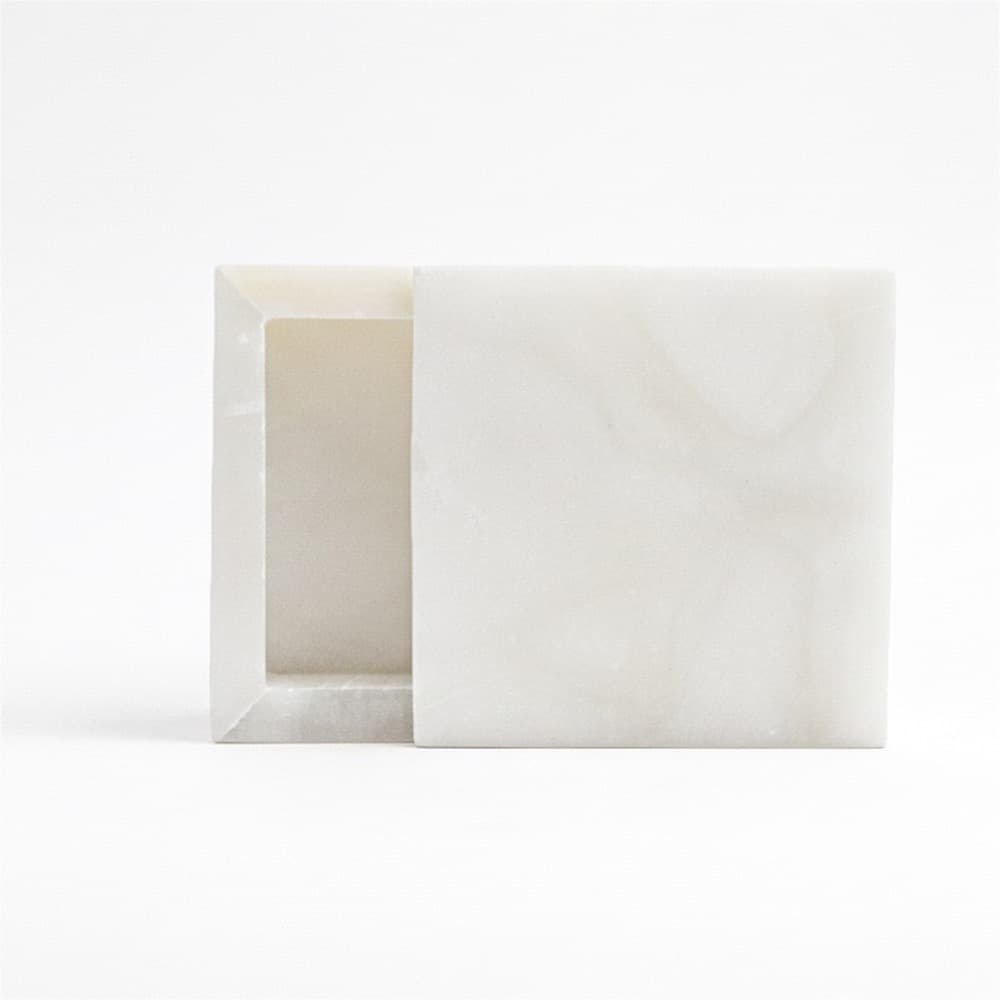 Small Alabaster Square Box with Cover by BIDKhome - Seven Colonial