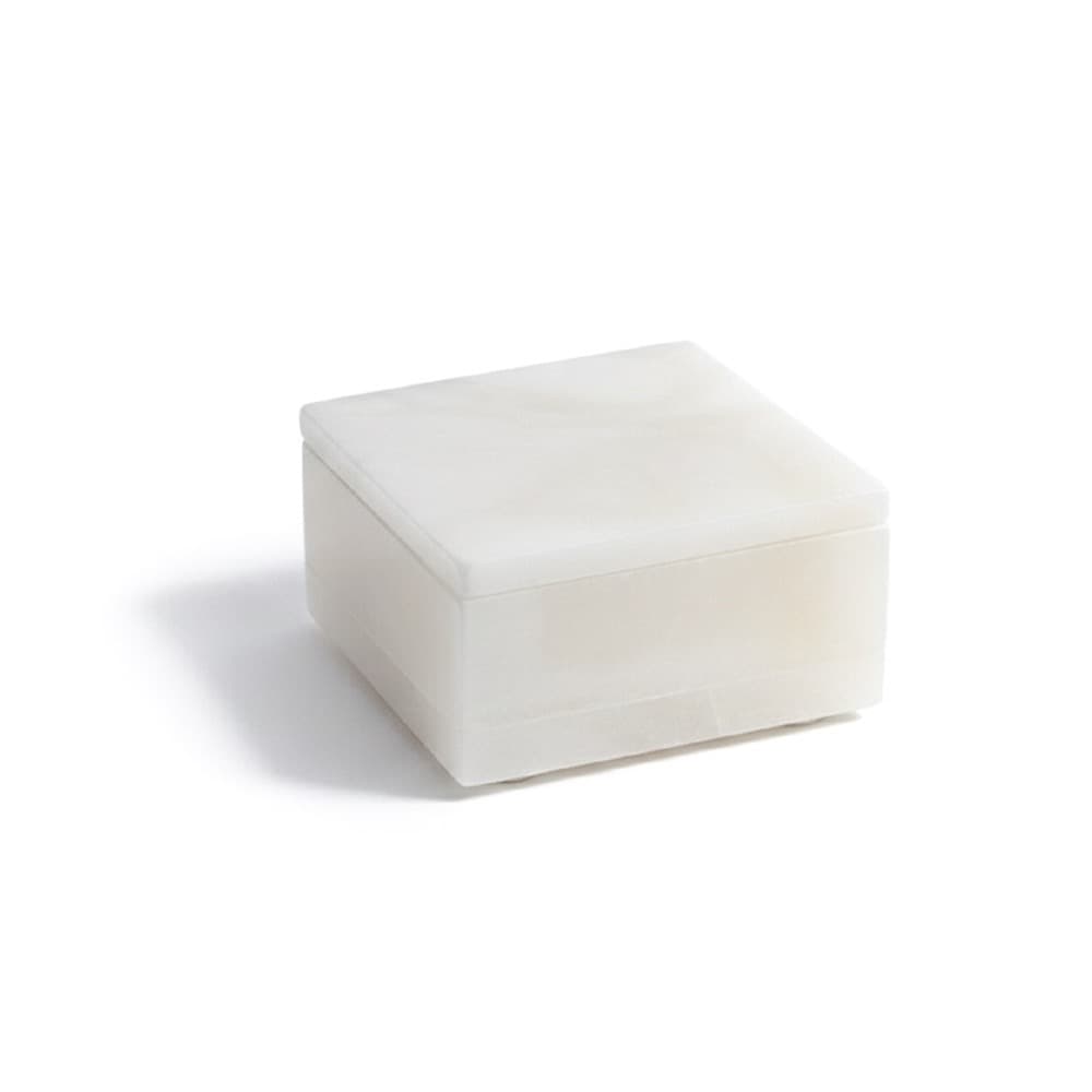 Small Alabaster Square Box with Cover by BIDKhome - Seven Colonial