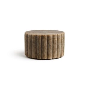 Small Beige Marble Canister with Grooving by BIDKhome