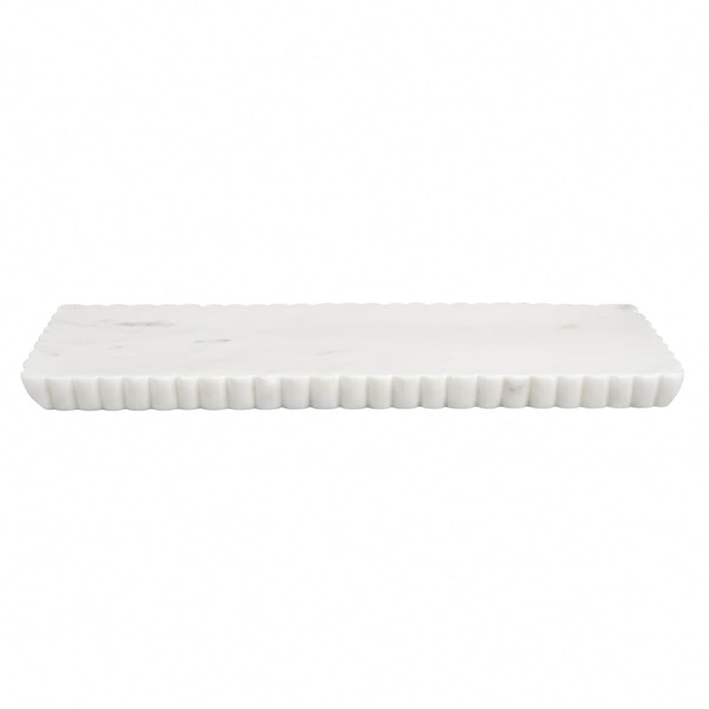 White Marble Vanity Tray with Grooving by BIDKhome