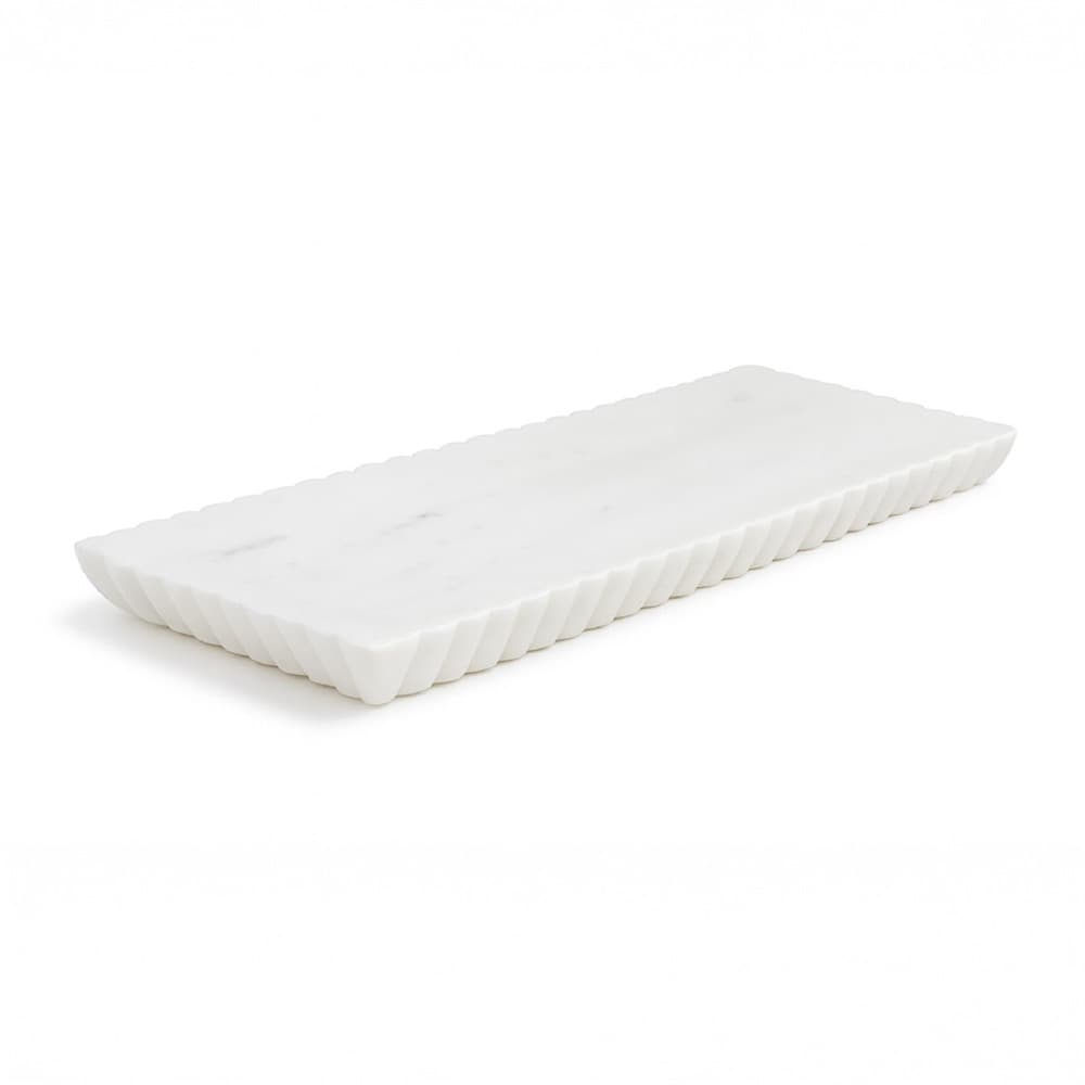 White Marble Vanity Tray with Grooving by BIDKhome - Image 2