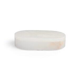 White Alabaster Oval Display Boxes by BIDKhome