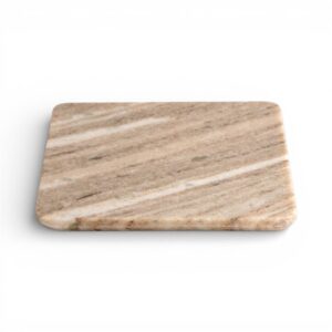 Small Square Beige Marble Platter by BIDKhome