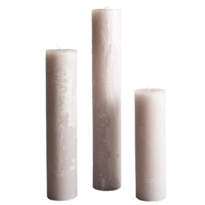 Linen Tall Pillar Candles in 3 Sizes by BIDKhome